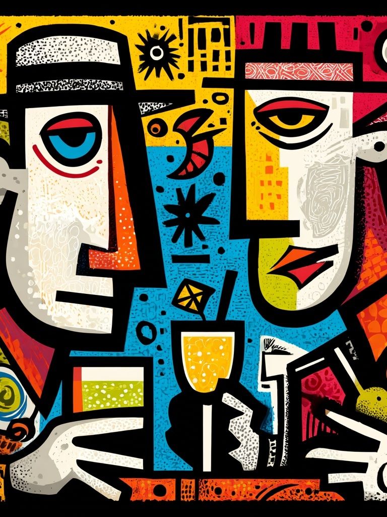 Cubist Faces Colorful Poster. poster — fine-art art