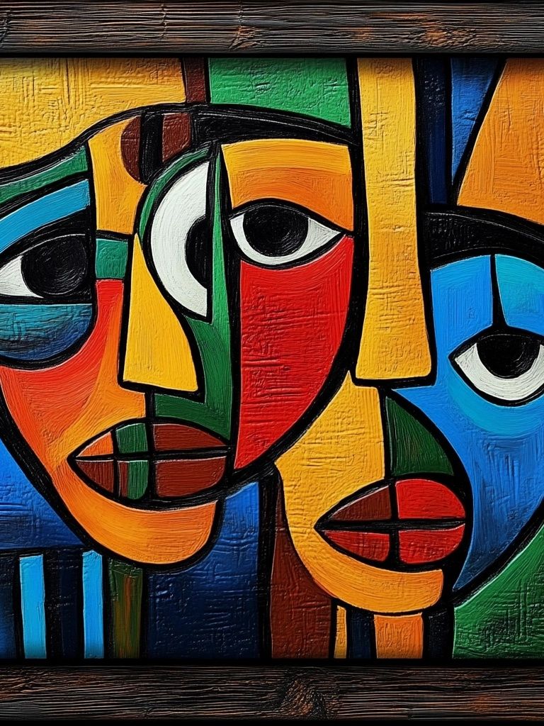 Cubist Faces Fine-Art Poster. poster detail