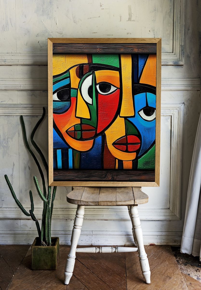 Cubist Faces Fine-Art Poster. — room view 1