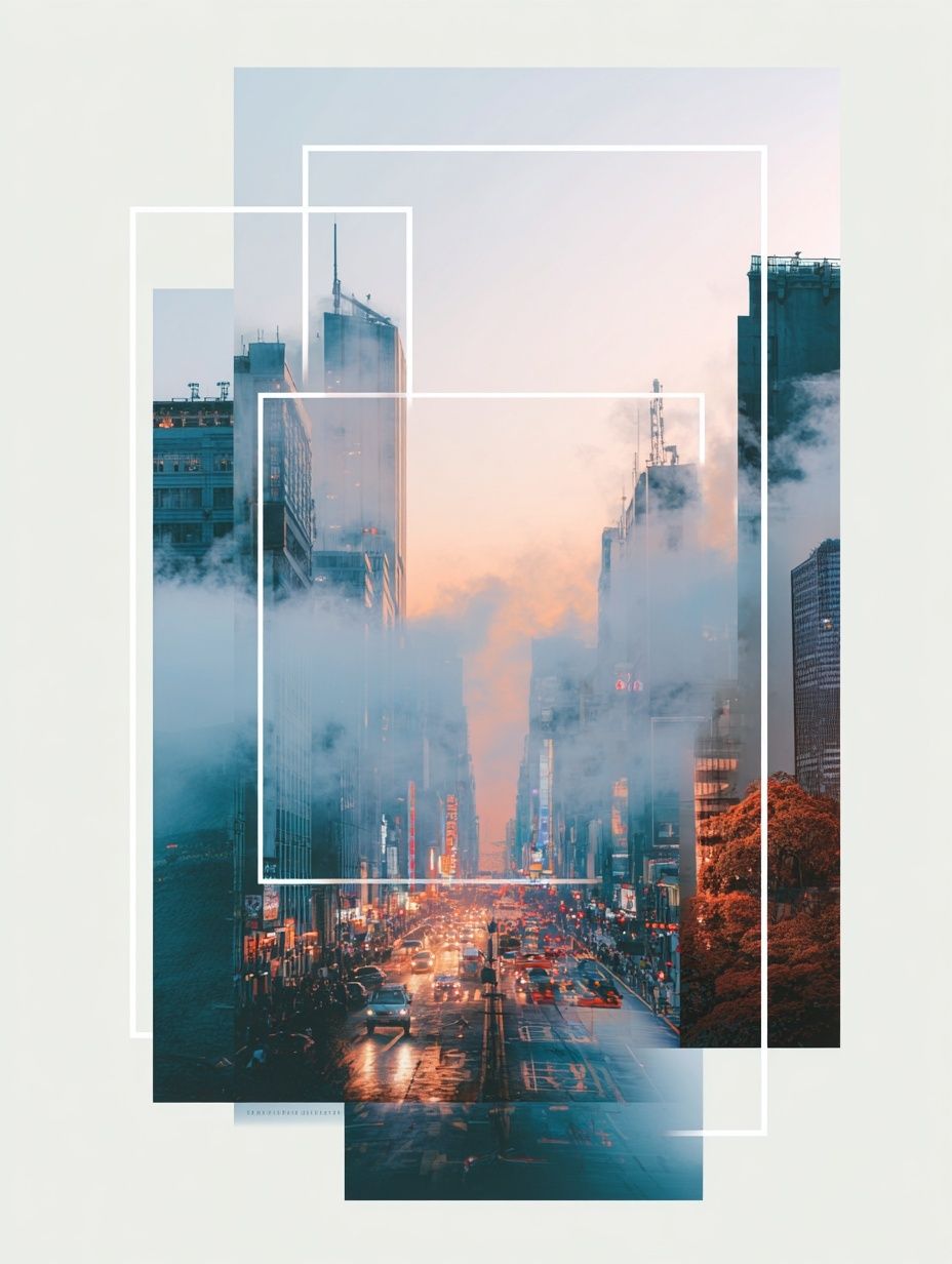 Cityscape at Dusk — Minimalist Print. poster — architecture art