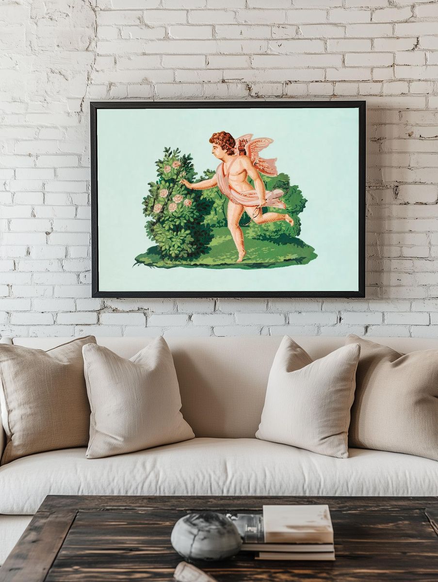 Cupid in the Garden — Vintage Print. — room view 1