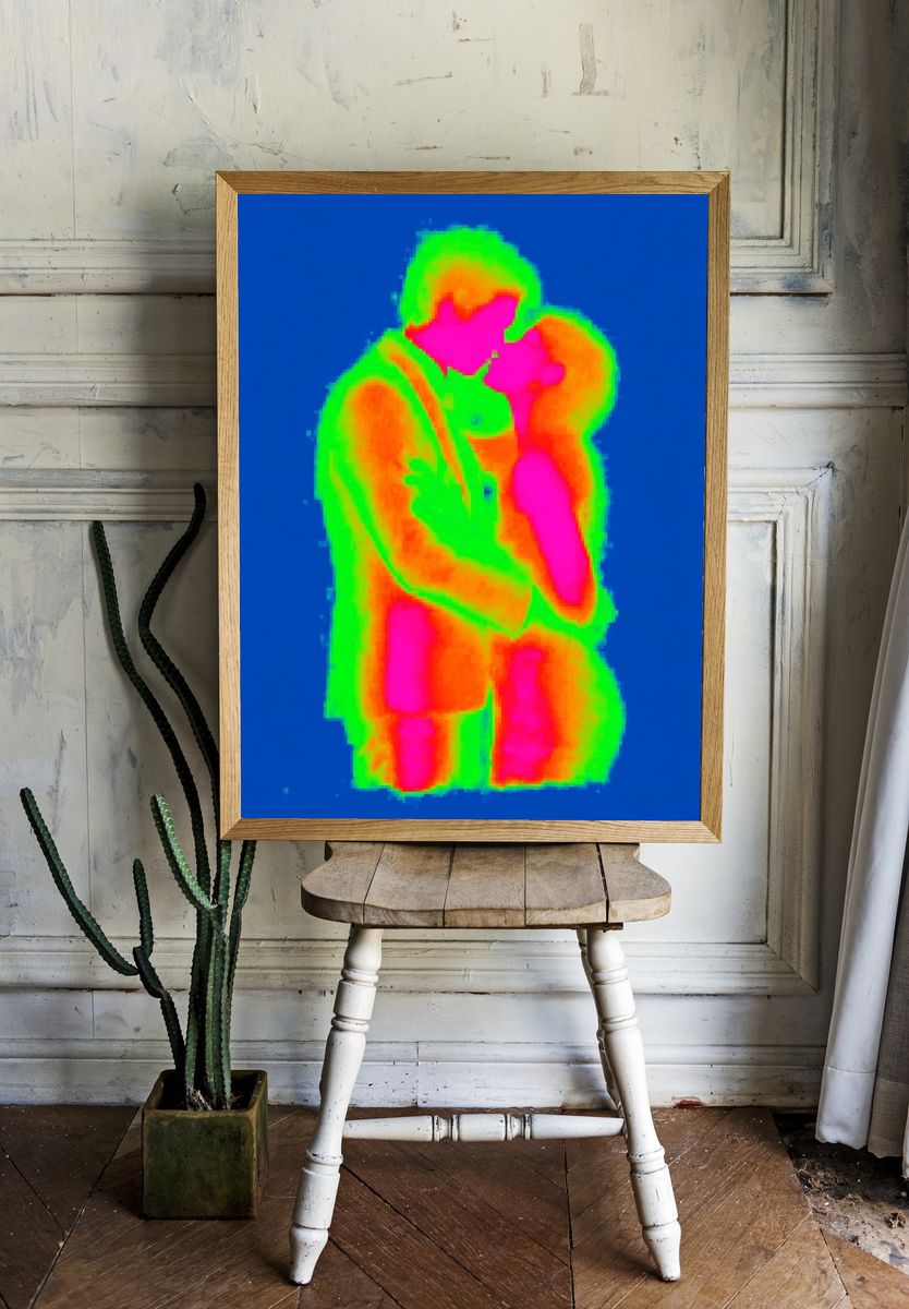 Couple Embrace — Pop Art Print room preview