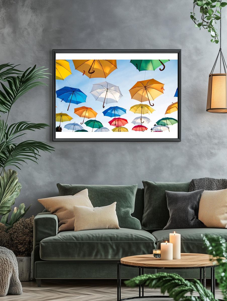 Colorful Umbrellas — Photography Print. — room view 4