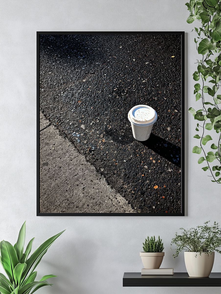 Coffee Cup on Asphalt — Photography Print. — room view 4