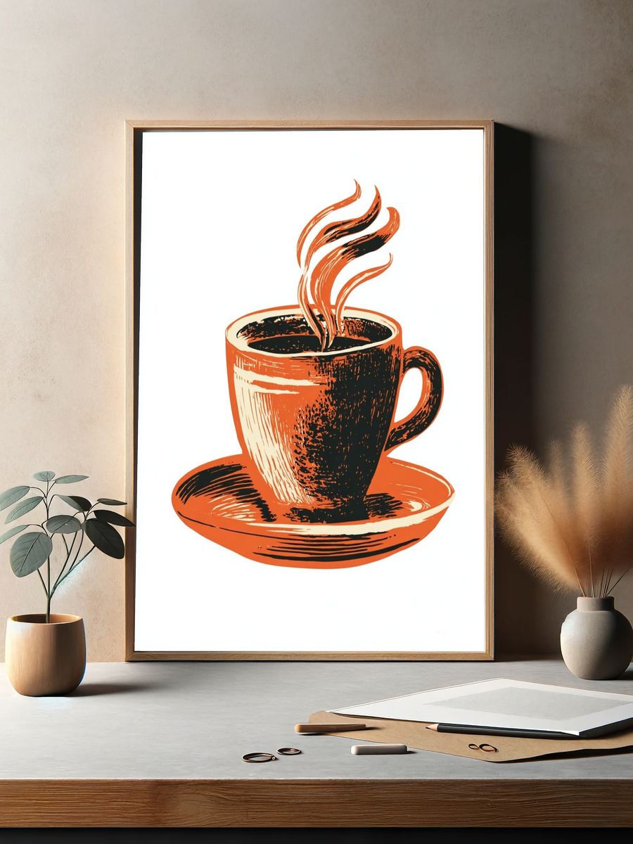 Coffee Cup — Vintage Print. — room view 2