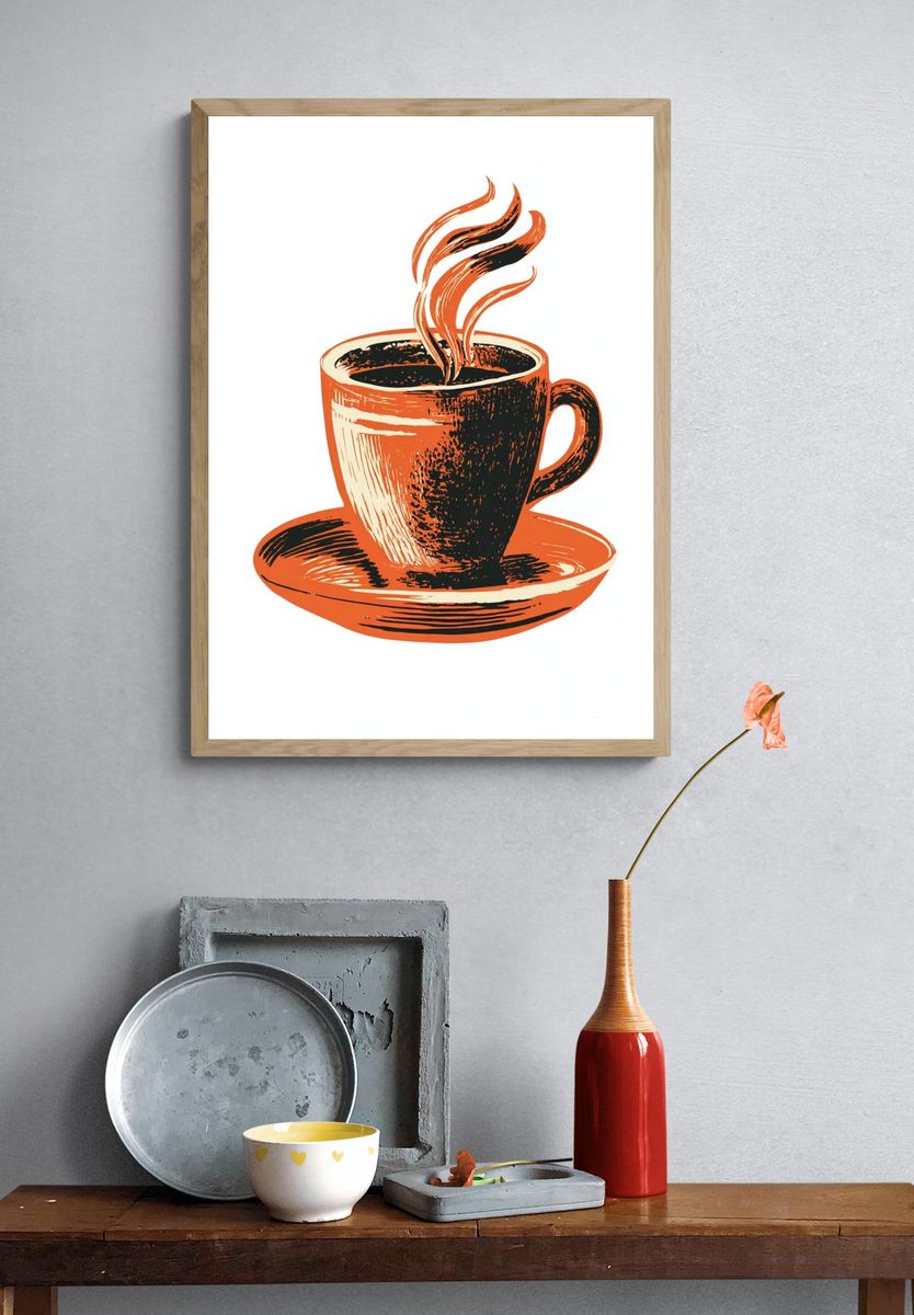 Coffee Cup — Vintage Print. — room view 3