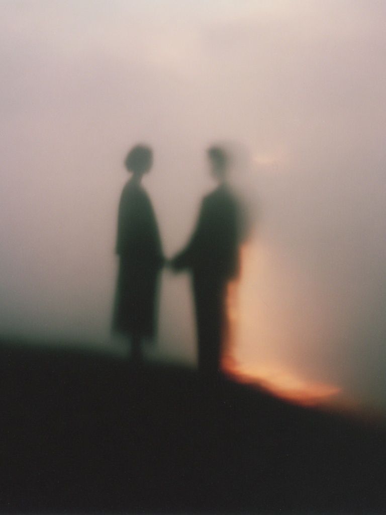 Silhouetted Couple at Sunset — Photography Print. poster detail