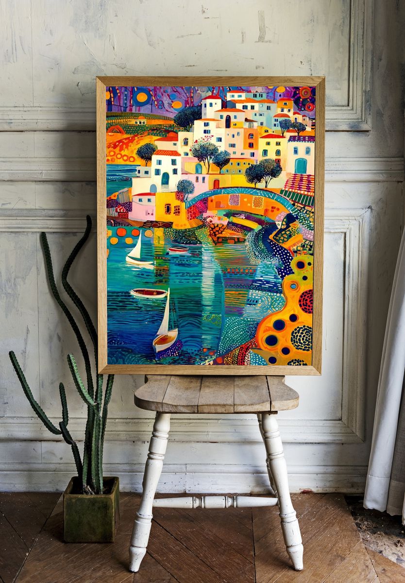 Colorful Coastal Village — Fine Art Print room preview