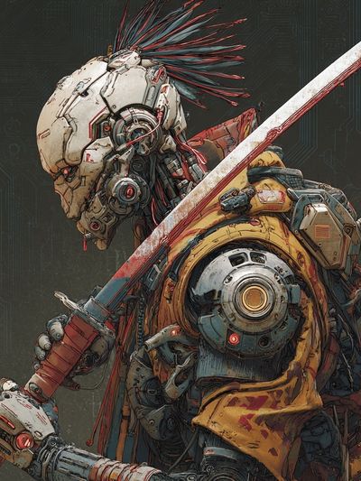 Cybernetic Warrior — Digital Art Print. poster print