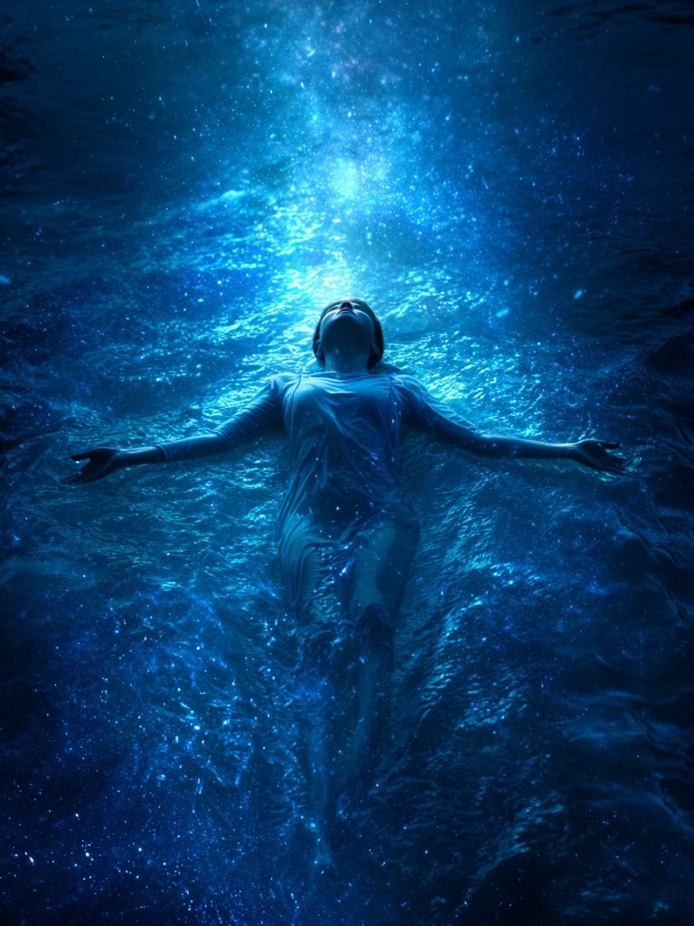 Floating in Cosmic Waters — Fine Art Print. poster detail