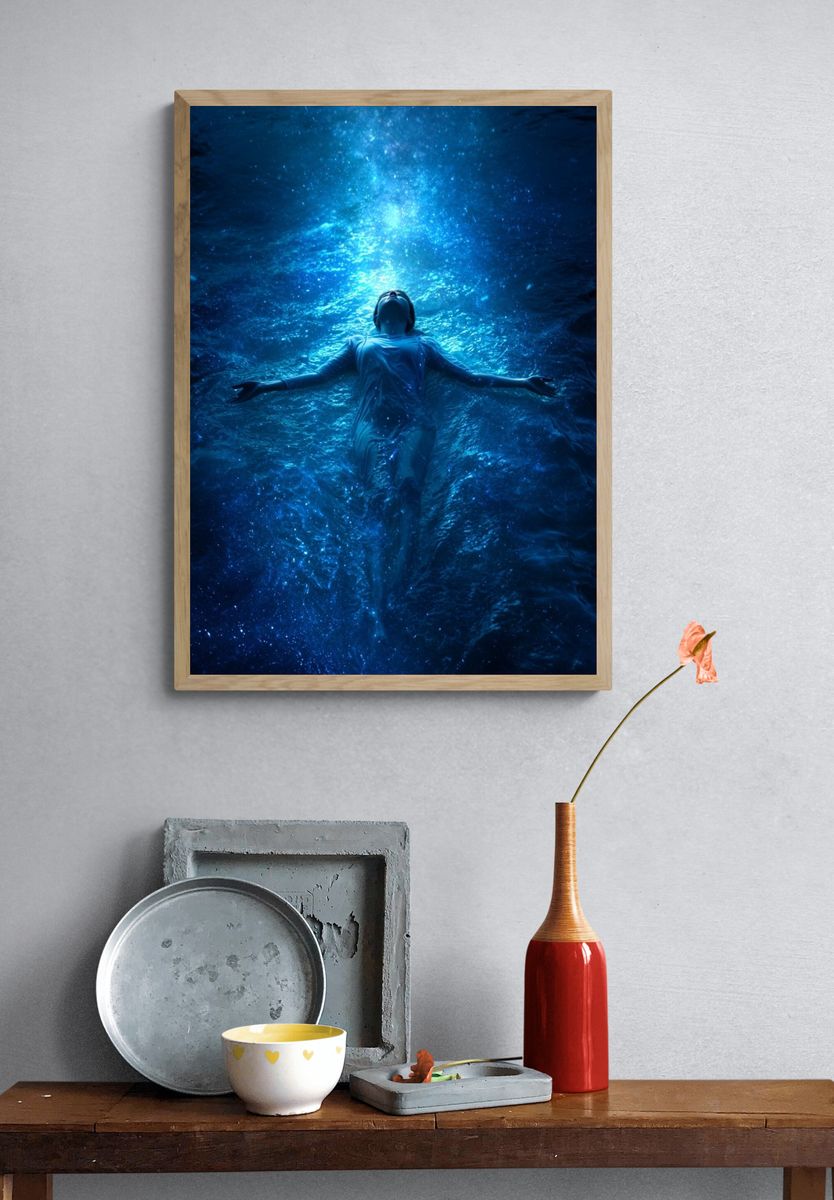 Floating in Cosmic Waters — Fine Art Print. — room view 3
