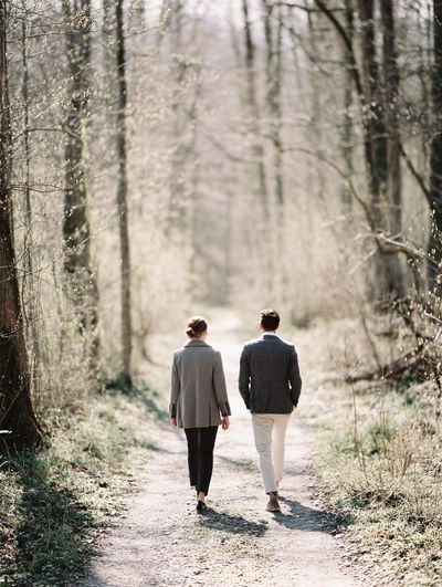 Couple Walking in Forest — Photography Print. poster print