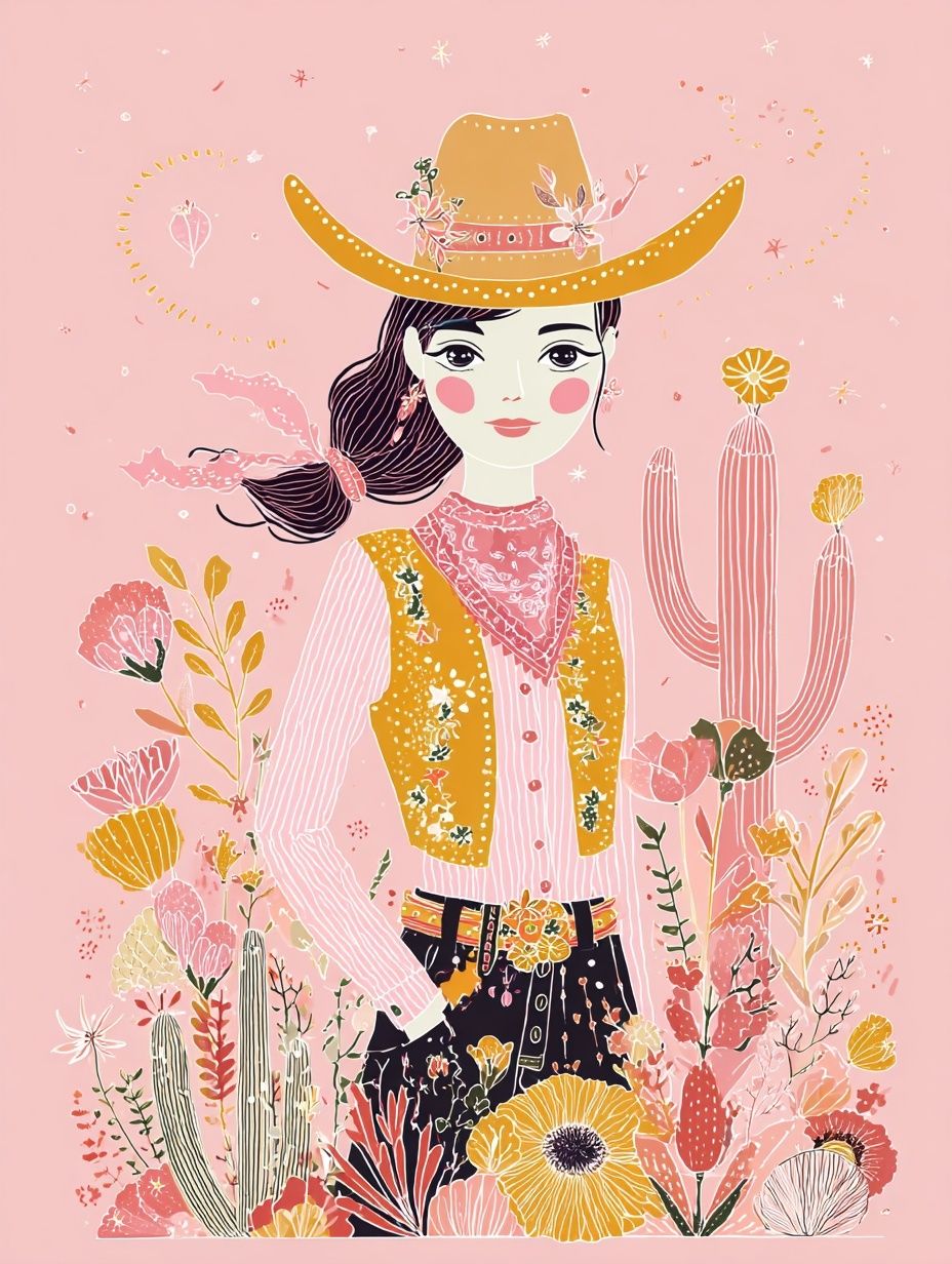 Cowgirl Floral Illustration Poster. poster — illustration art