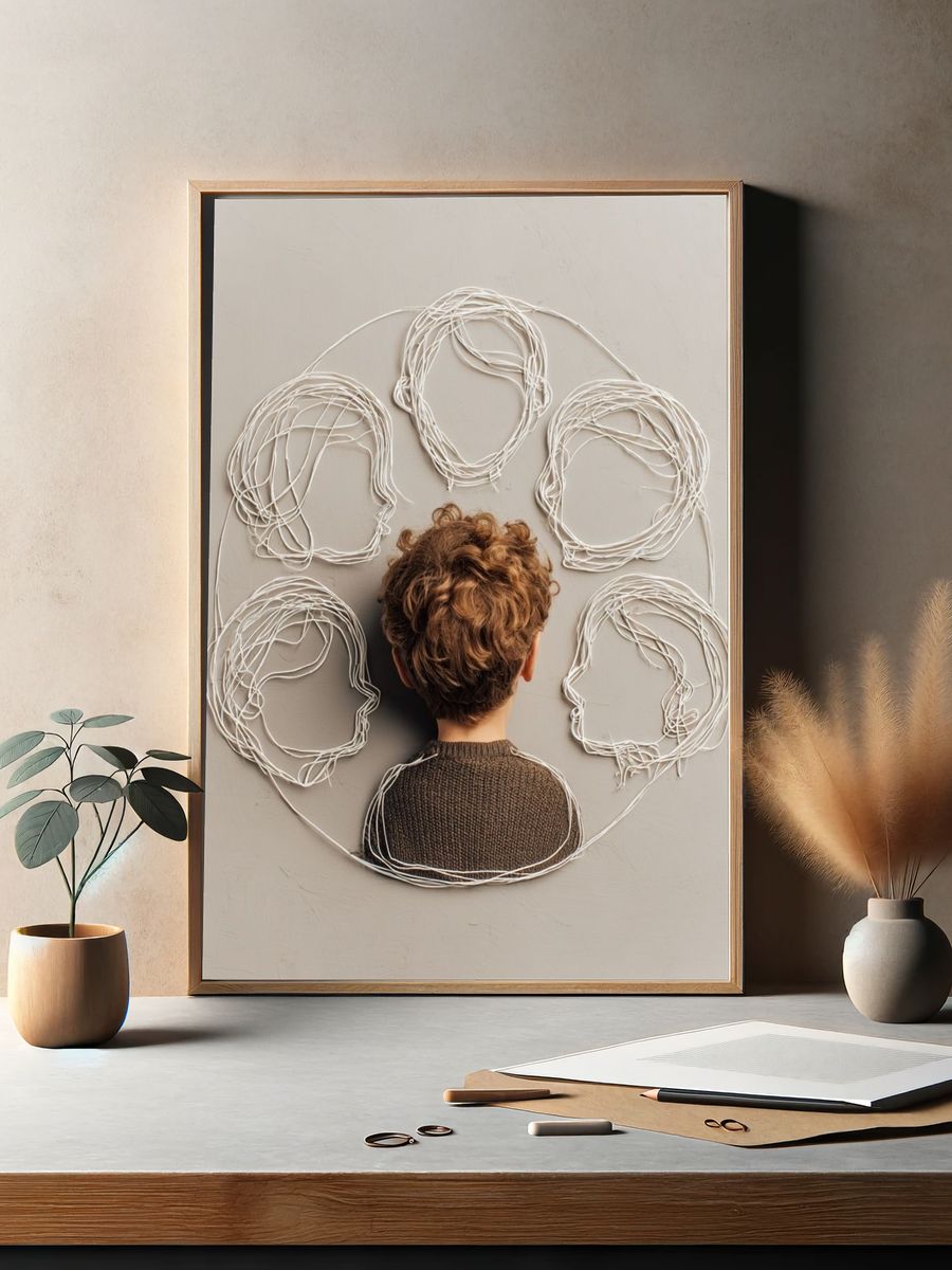 Child with Wire Faces — Illustration Print. — room view 2