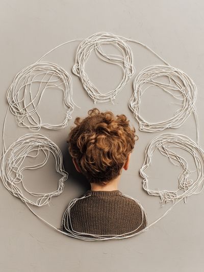 Child with Wire Faces — Illustration Print. poster print
