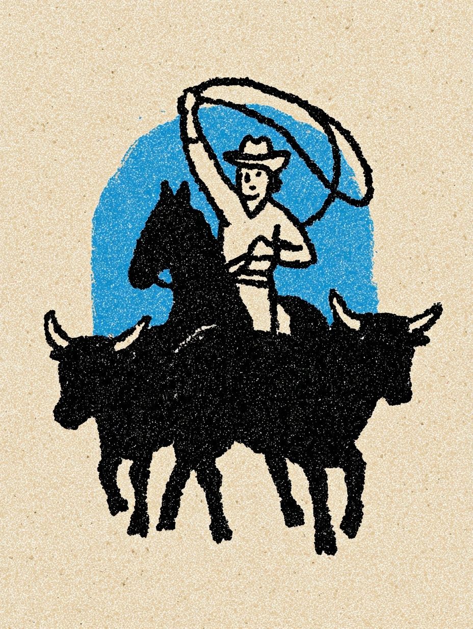 Cowboy with Lasso — Vintage Print. poster detail