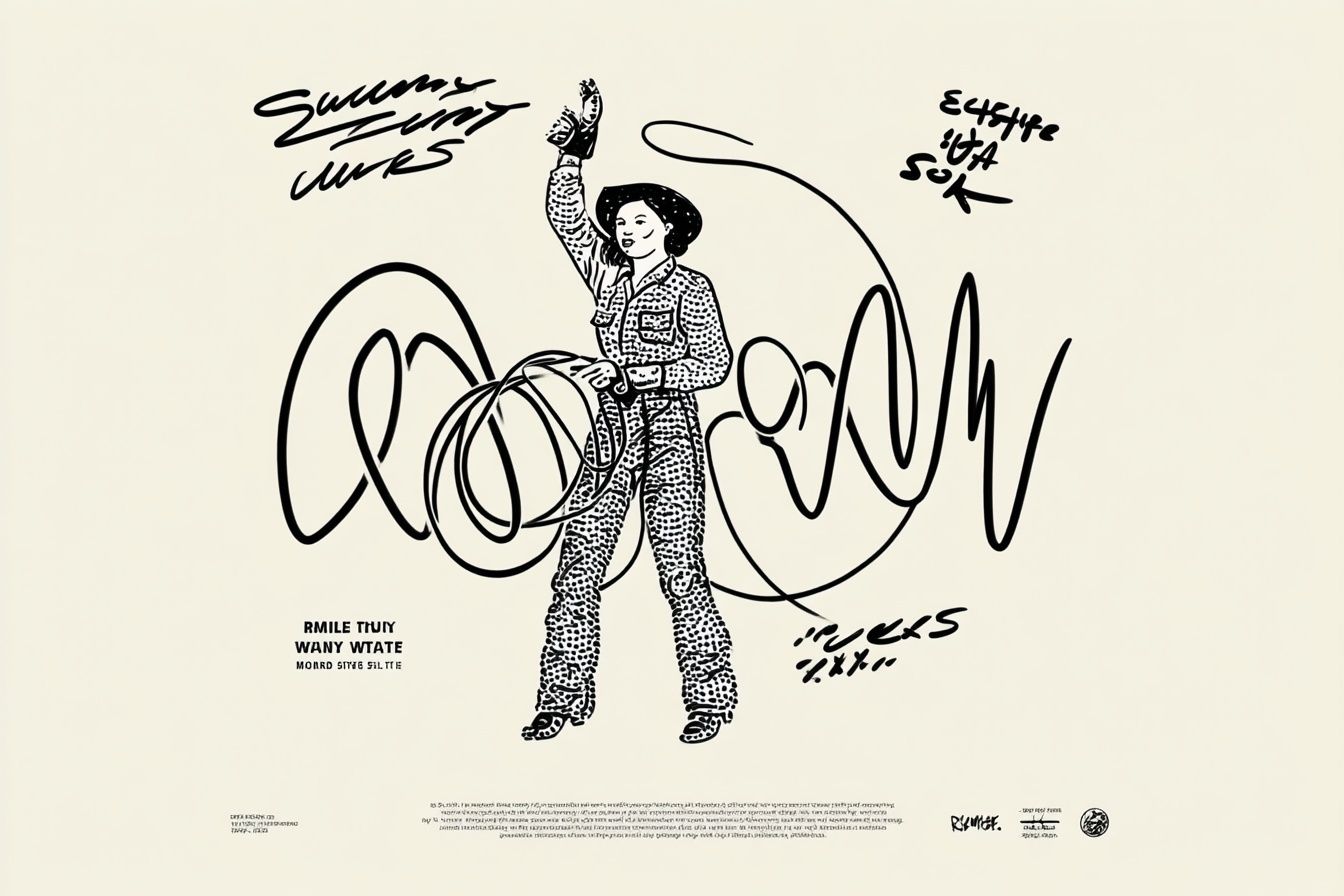Cowgirl with Lasso — Illustration Print. poster — illustration art