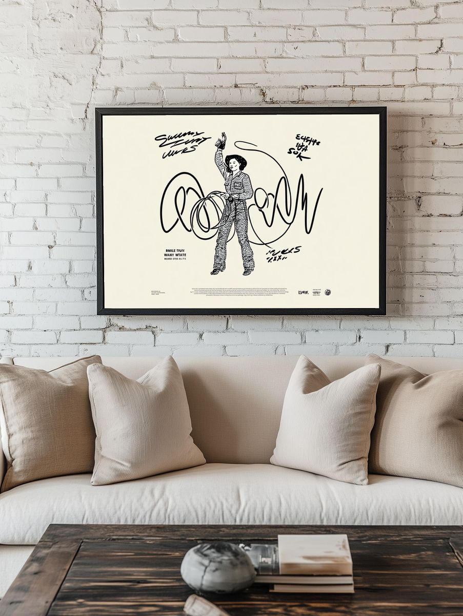 Cowgirl with Lasso — Illustration Print room preview