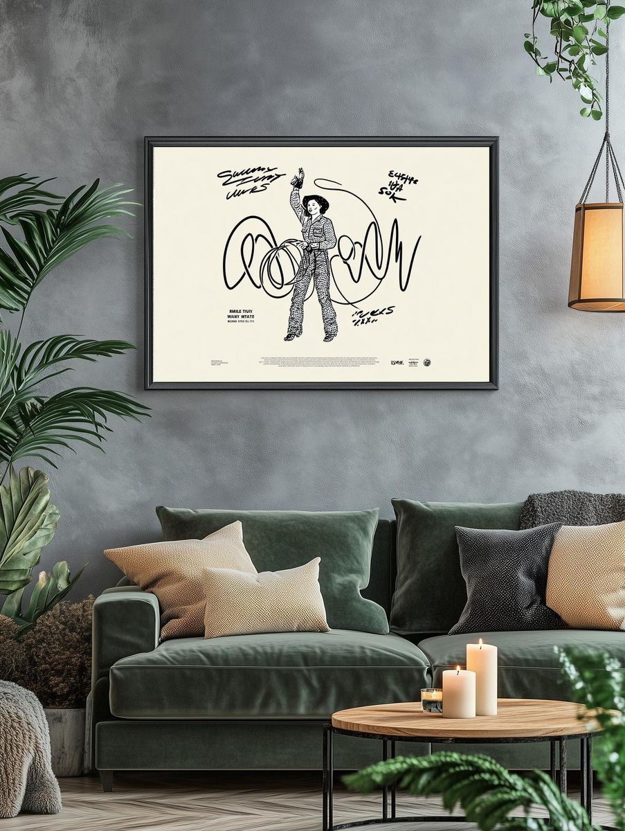 Cowgirl with Lasso — Illustration Print. — room view 4
