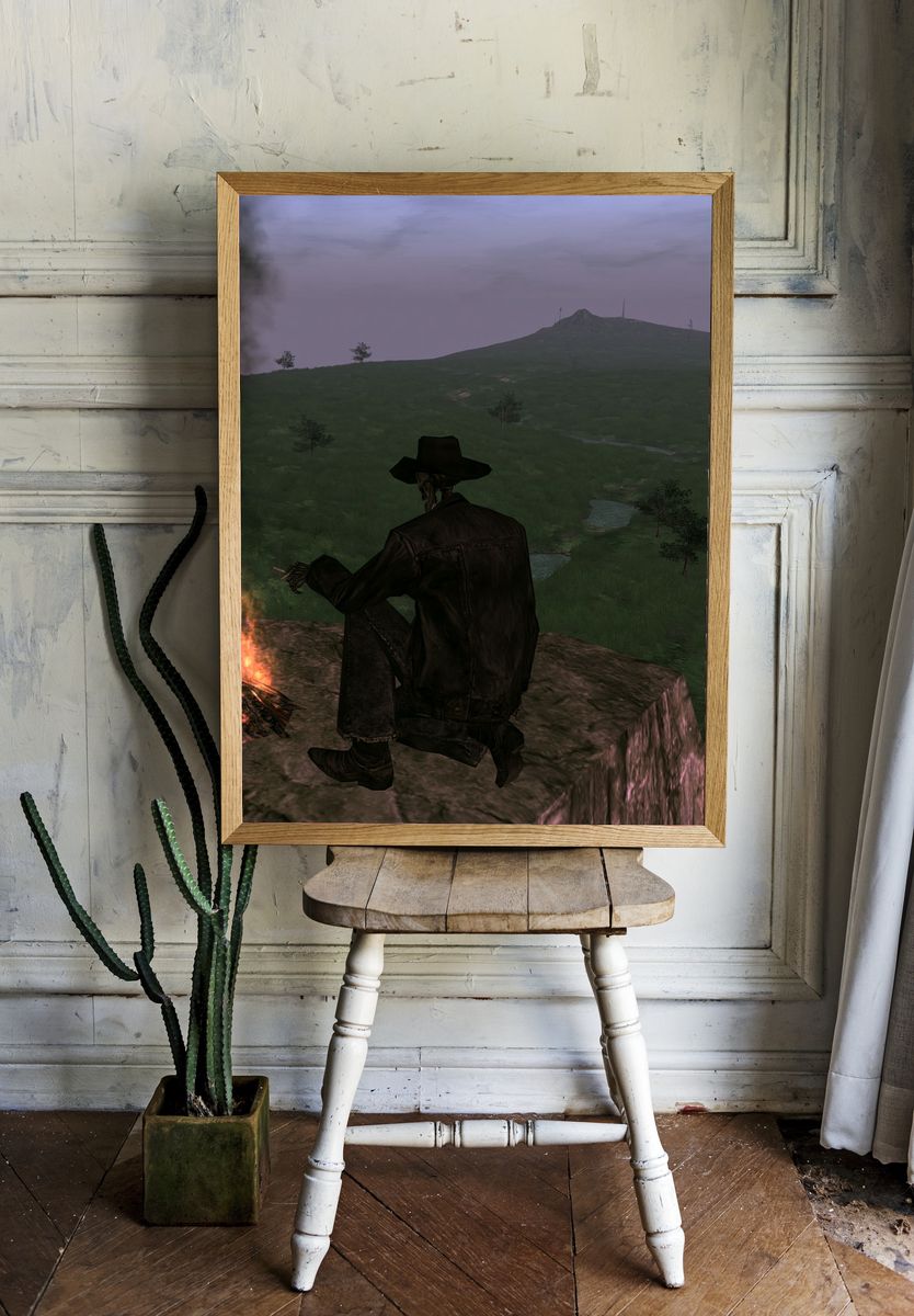 Cinematic Lone Cowboy Landscape Poster. — room view 1