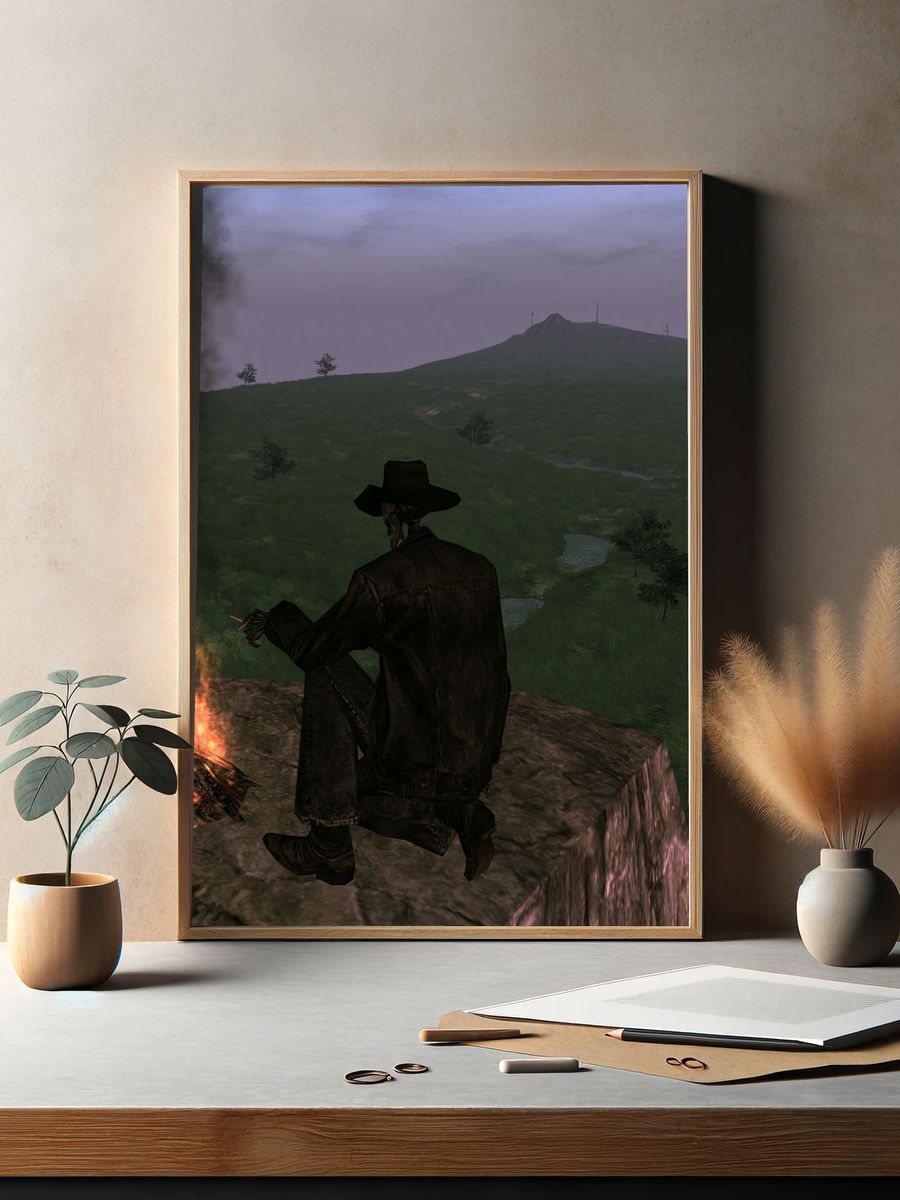 Cinematic Lone Cowboy Landscape Poster. — room view 2