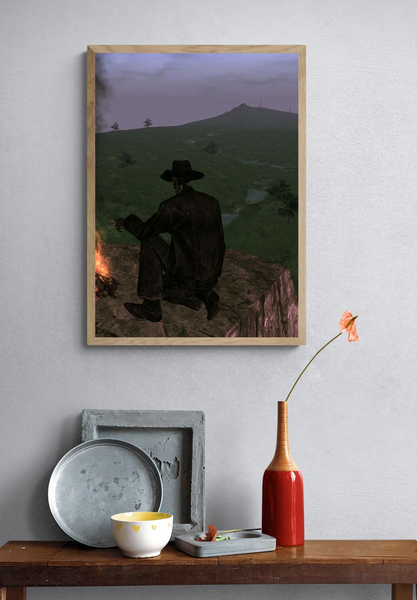 Cinematic Lone Cowboy Landscape Poster. — room view 3