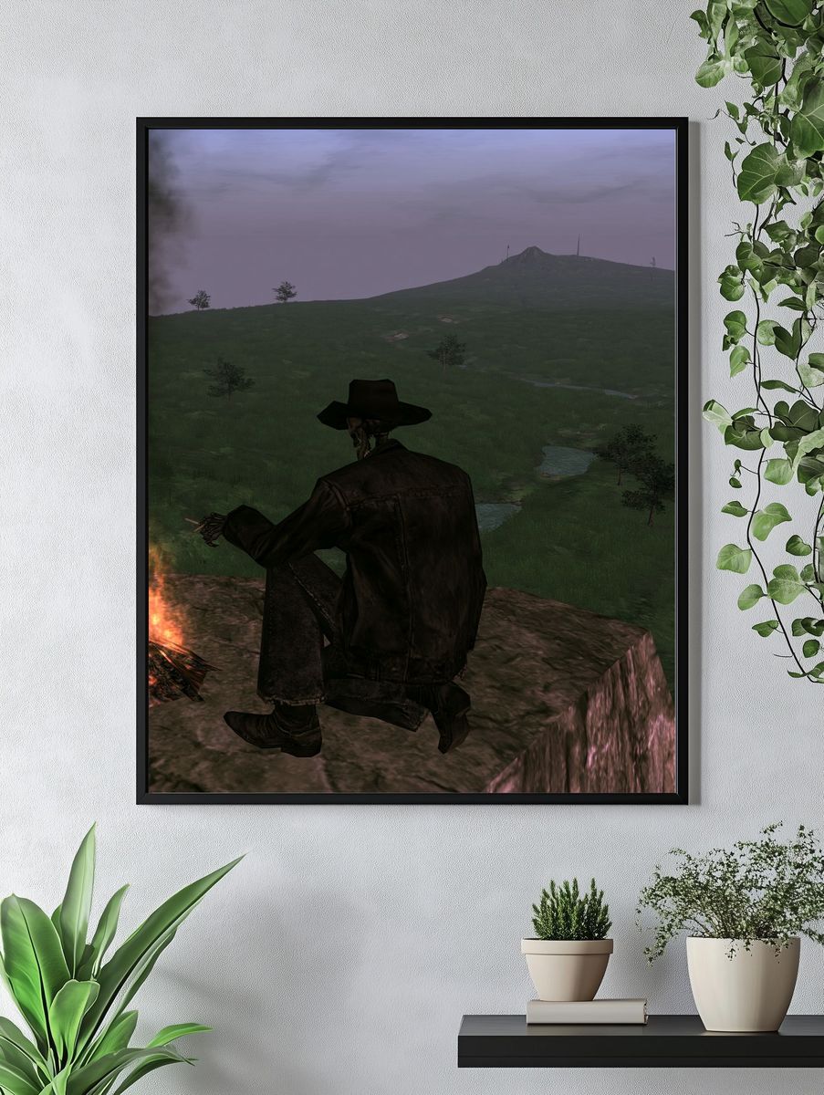 Cinematic Lone Cowboy Landscape Poster. — room view 4