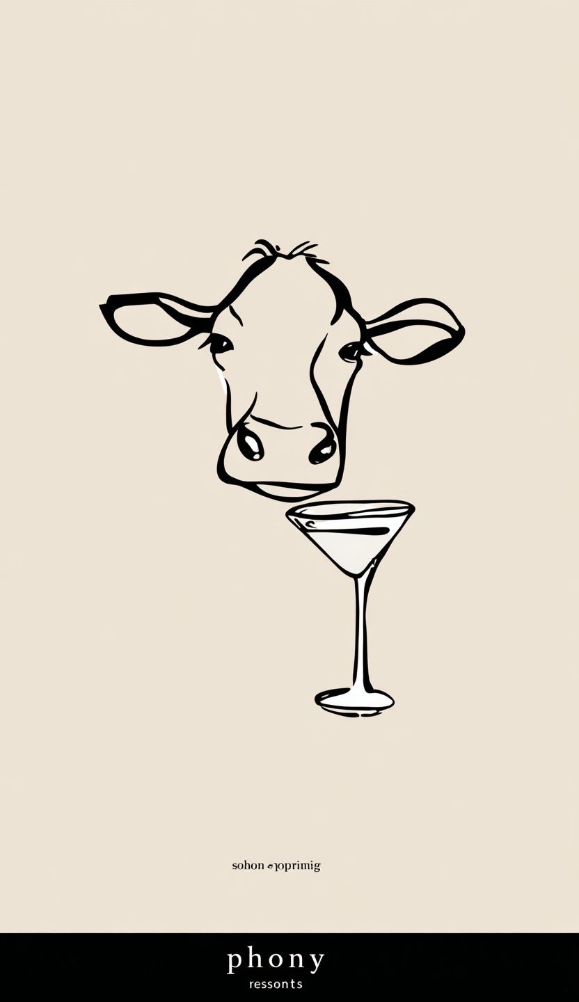 Cow with Martini — Illustration Print. poster detail