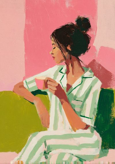 Contemplative Woman — Modern Art Print. poster print