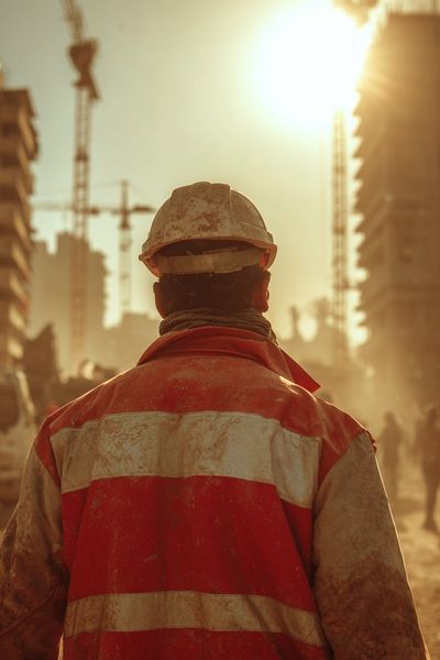 Construction Worker at Sunrise Photography Poster. poster