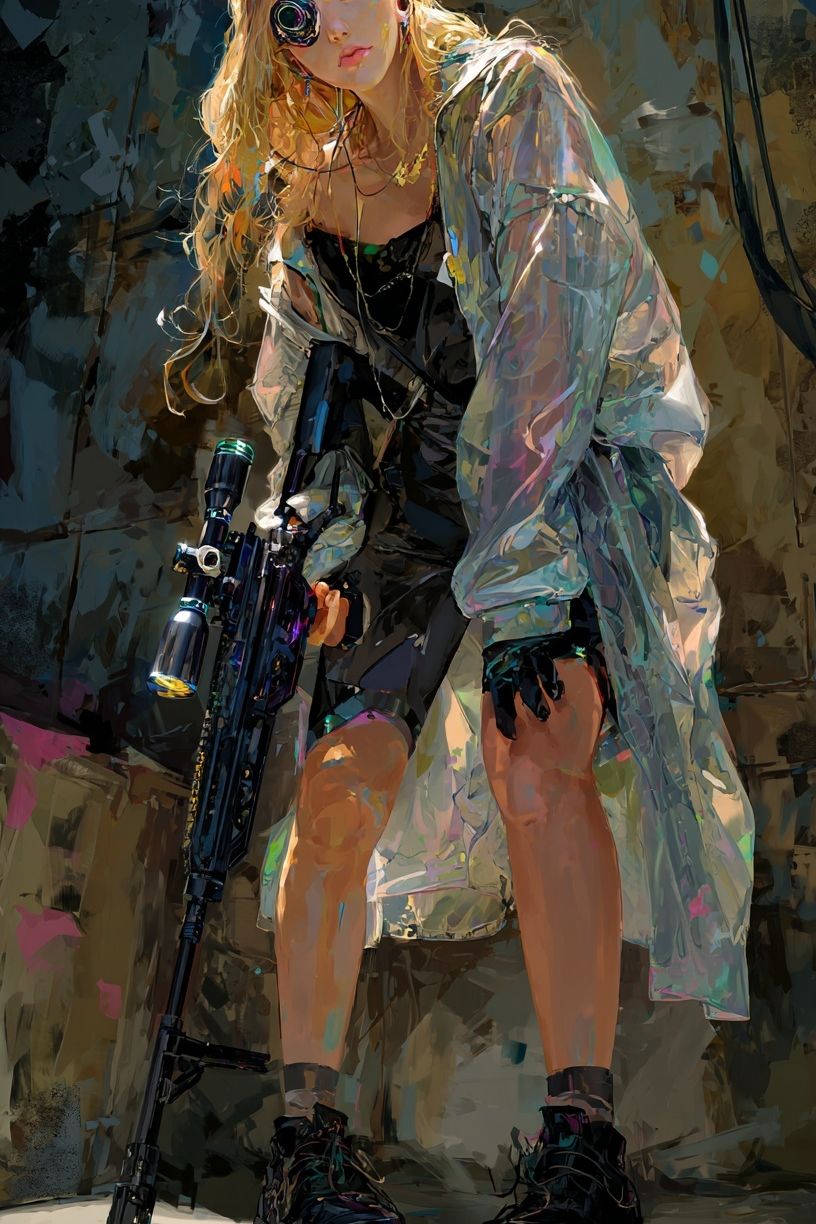 Cyberpunk Warrior — Digital Art Print. poster — illustration art