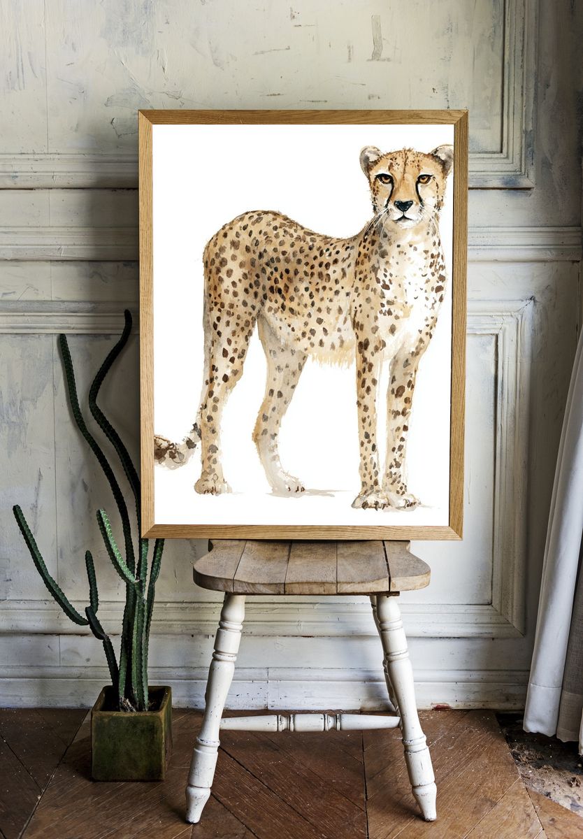 Cheetah Watercolor Poster room preview