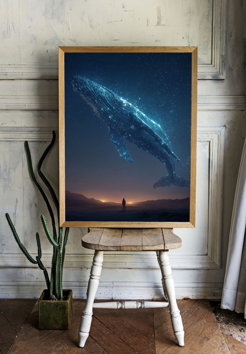 Cosmic Whale — Digital Art Print. — room view 1