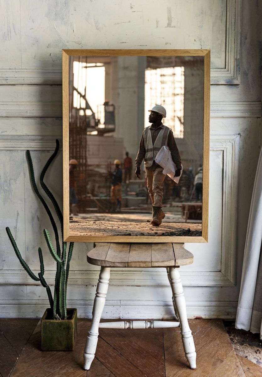 Construction Worker Portrait Photography Poster. — room view 1