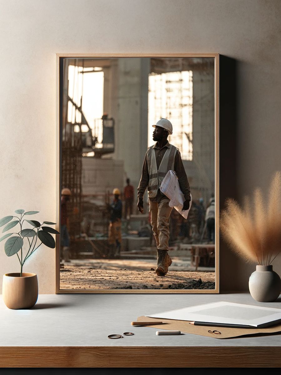 Construction Worker Portrait Photography Poster. — room view 2