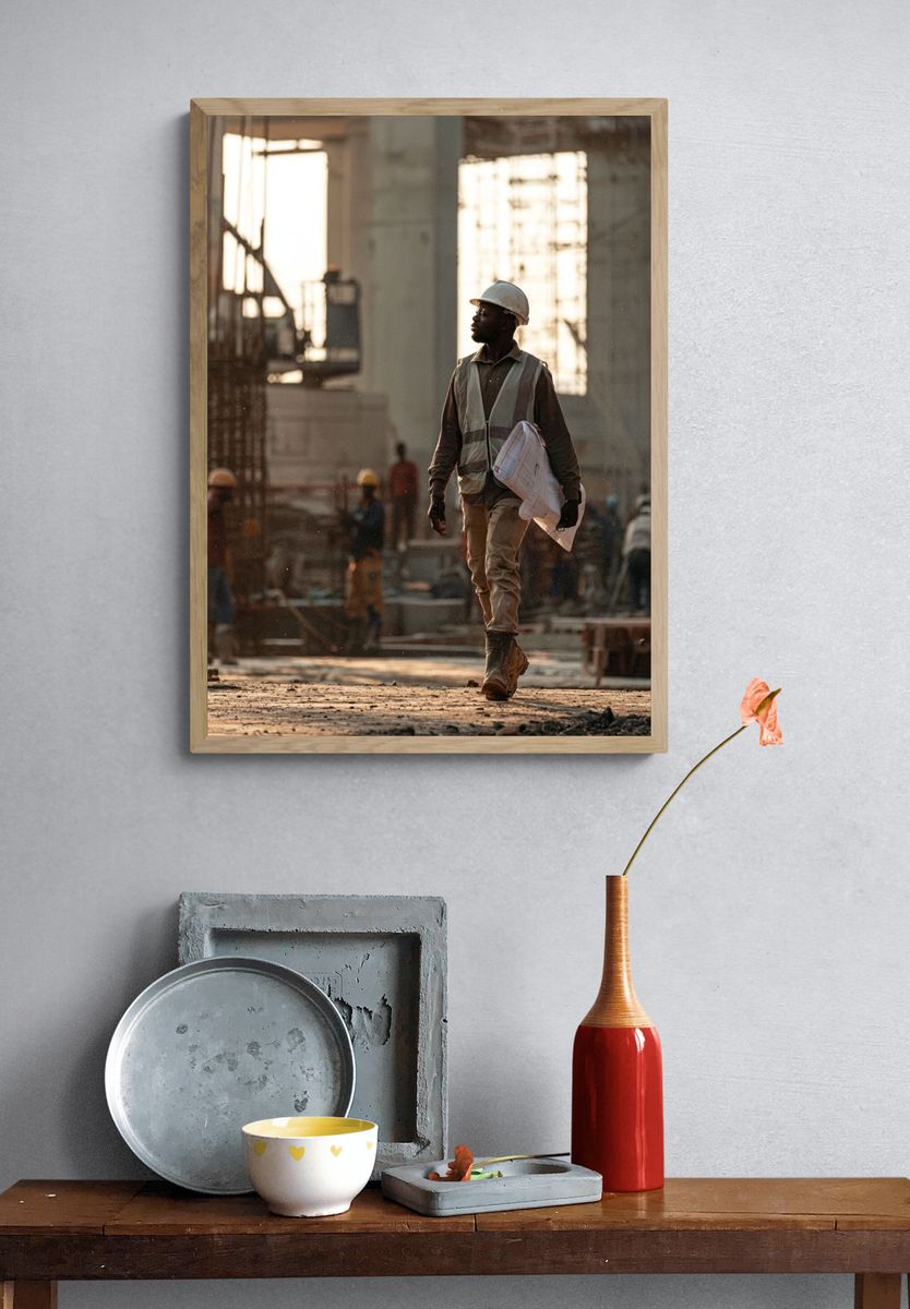 Construction Worker Portrait Photography Poster. — room view 3