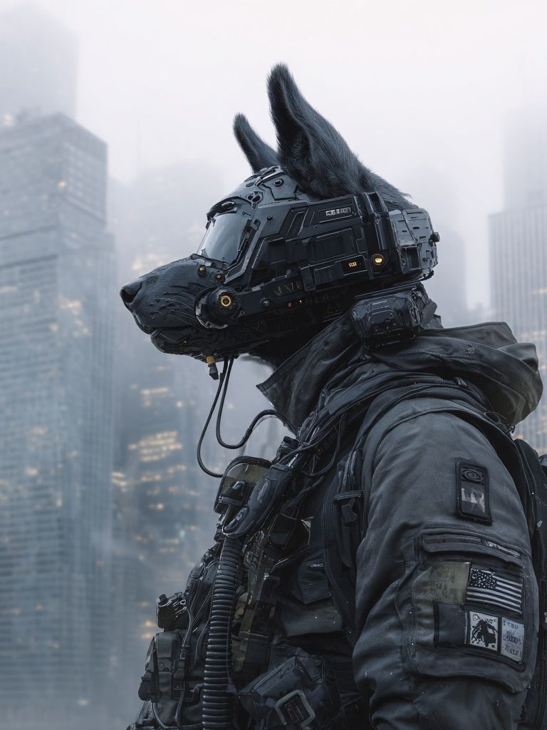 Cyber Wolf Soldier Sci-Fi Poster. poster — movies art