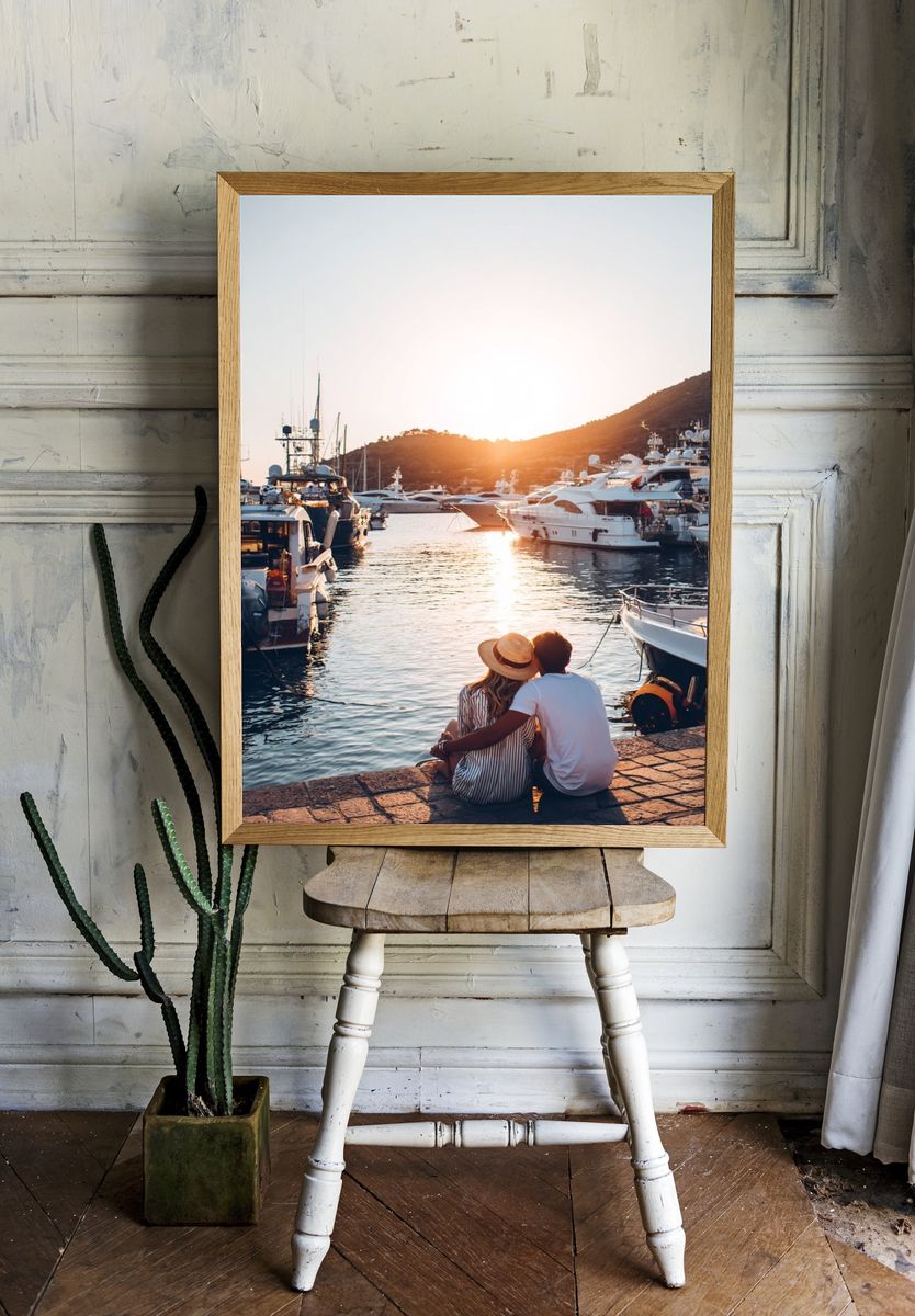 Couple Watching Sunset — Photography Print. — room view 1
