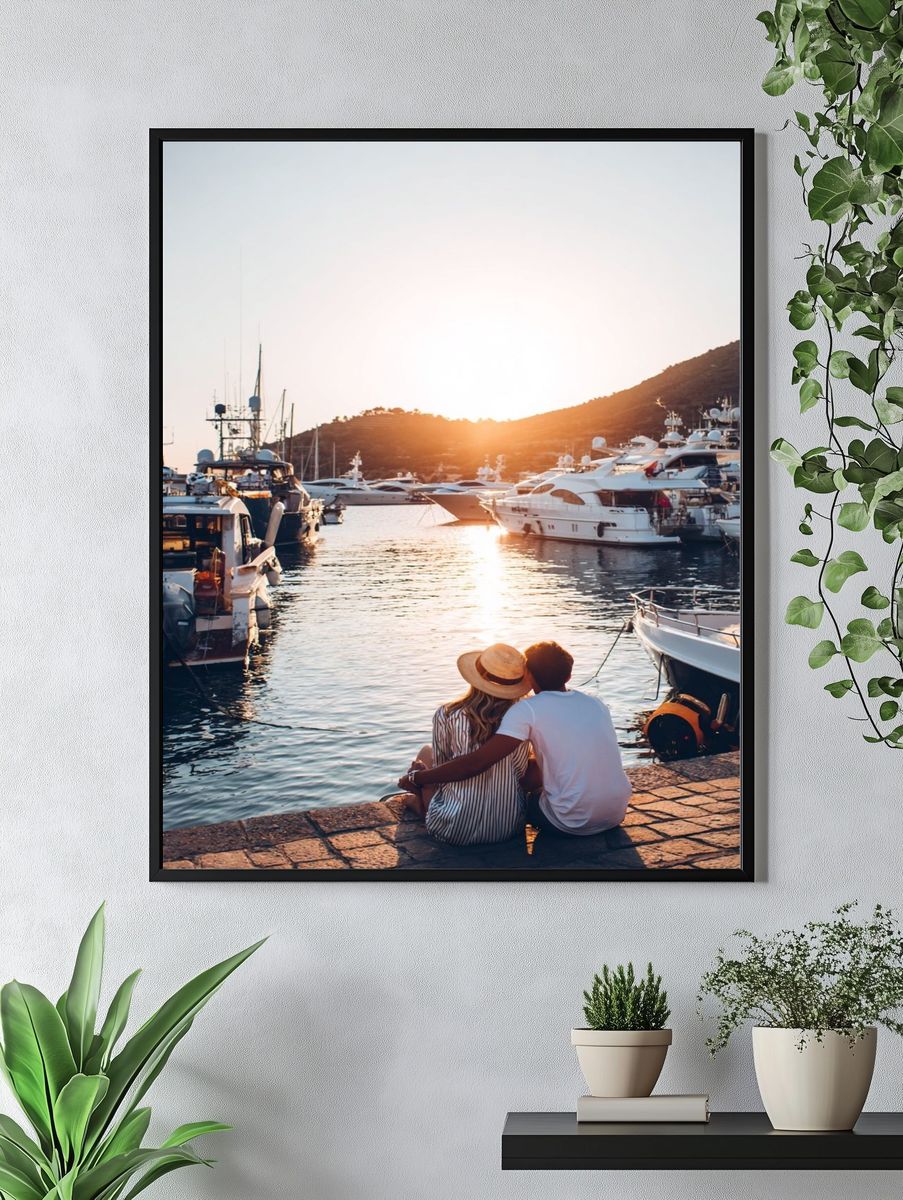 Couple Watching Sunset — Photography Print. — room view 4