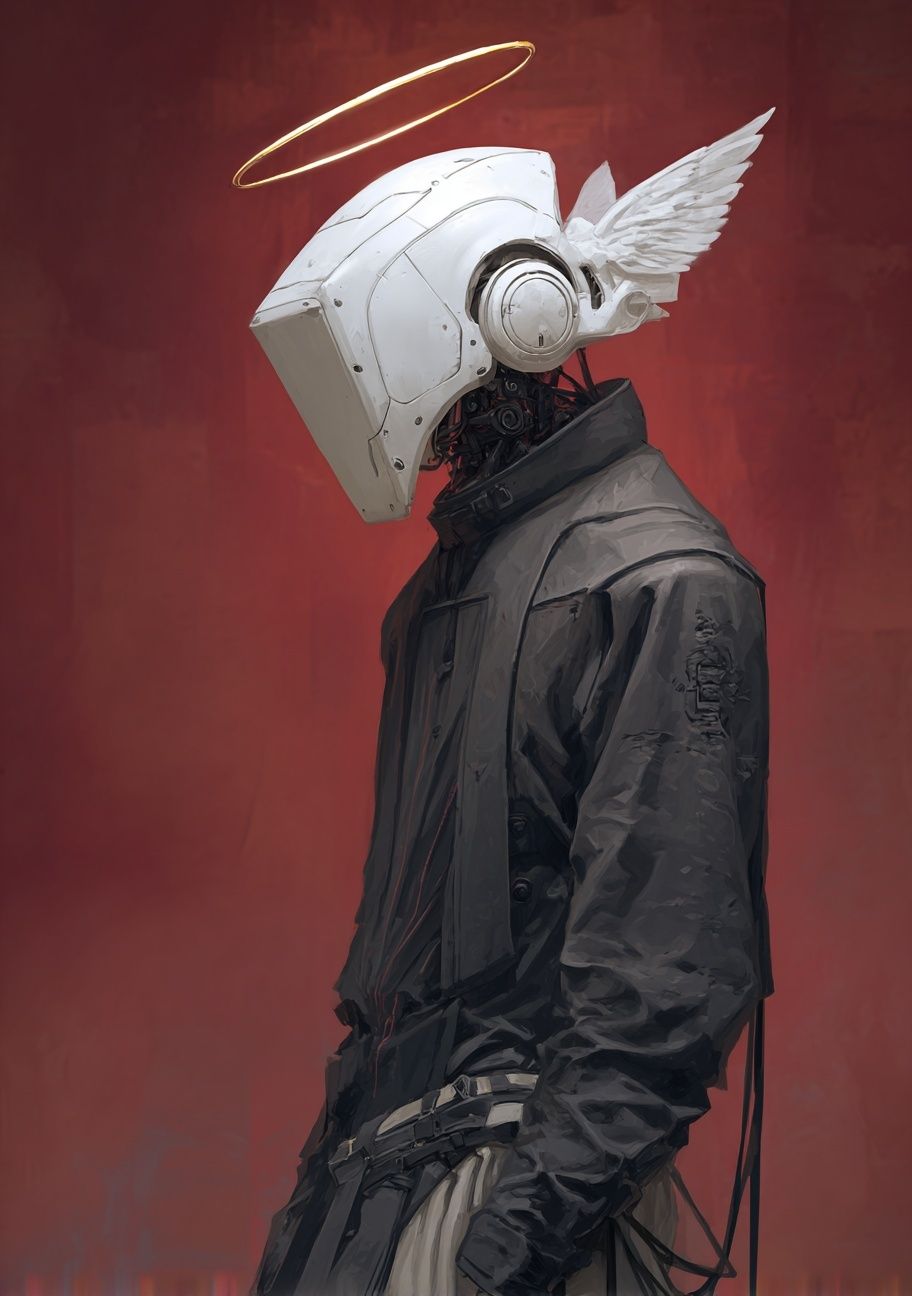 Cyber Angel Portrait Print. poster — illustration art