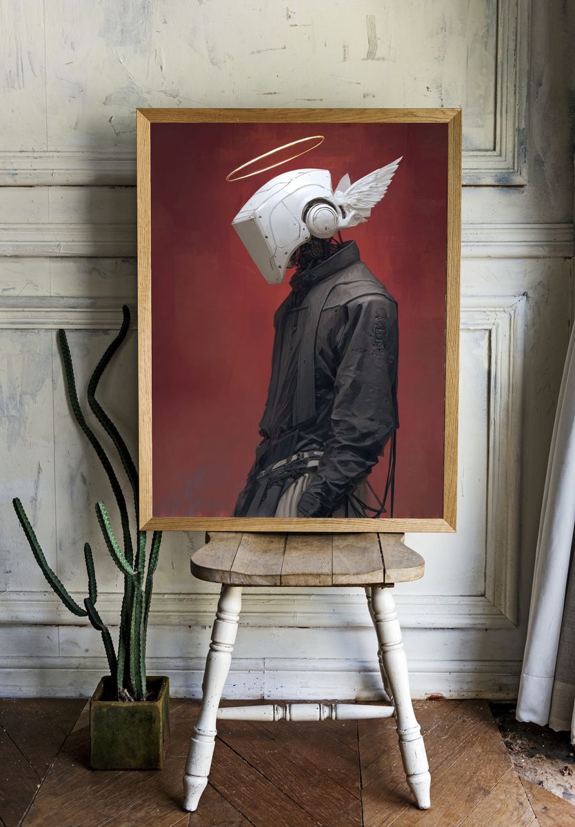 Cyber Angel Portrait Print room preview