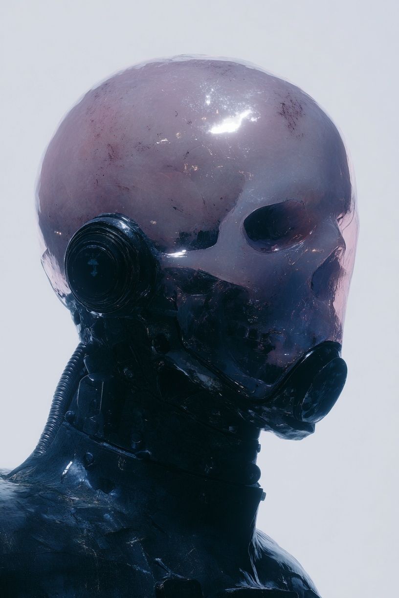Cyberpunk Robot Portrait Print. poster detail