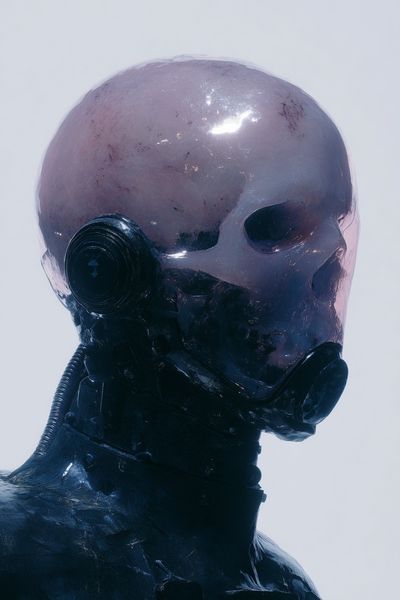 Cyberpunk Robot Portrait Print. poster