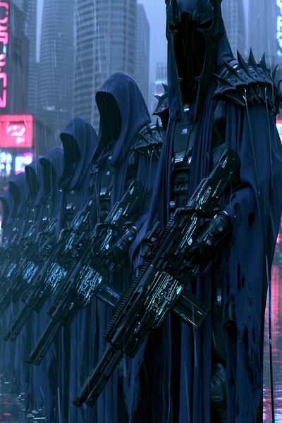 Cyberpunk Hooded Guards Poster. poster