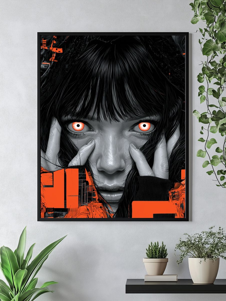 Cyberpunk Girl Portrait Poster. — room view 4
