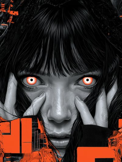 Cyberpunk Girl Portrait Poster.