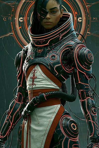 Cyberpunk Warrior Portrait Poster. poster print