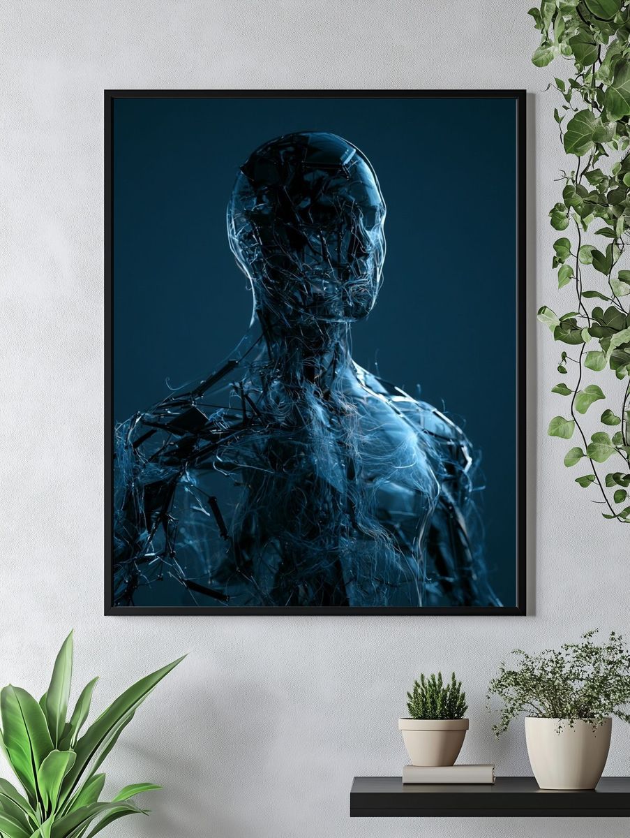 Cybernetic Figure Digital Art Print. — room view 4