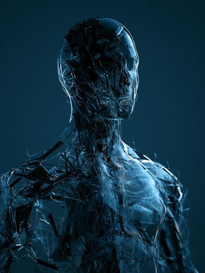 Cybernetic Figure Digital Art Print. poster