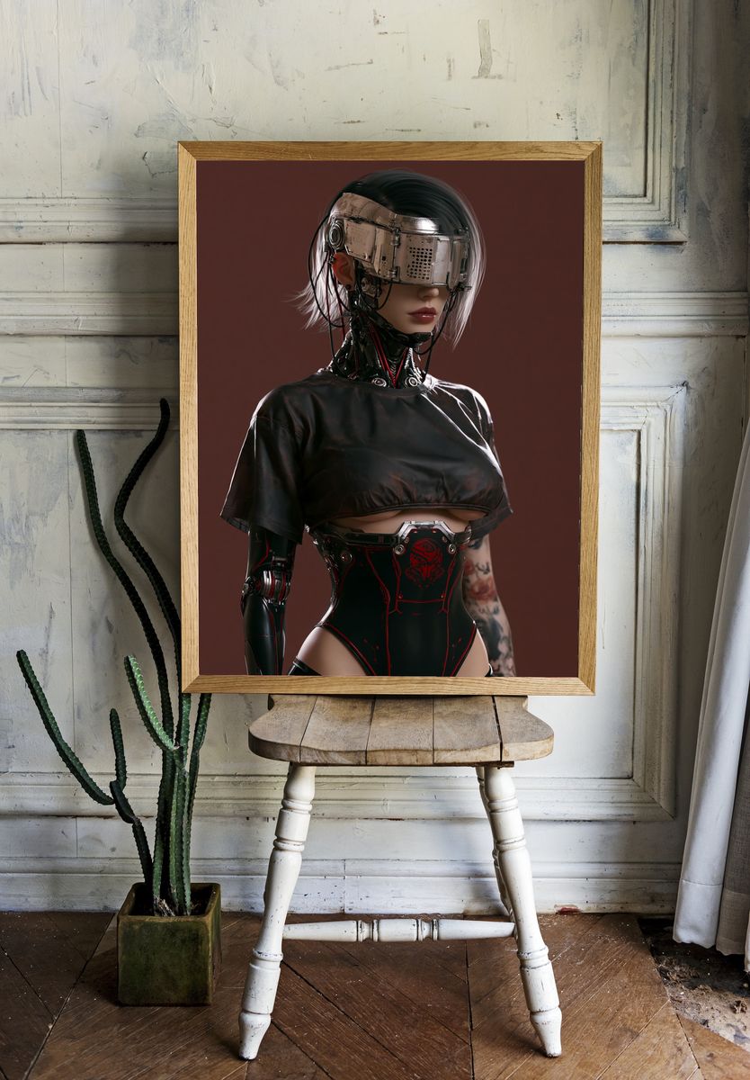 Cybernetic Portrait — Sci-Fi Print. room preview